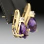 CLASSY 14K YELLOW GOLD 3.44 CTW PEAR SHAPED AMETHYST & DIAMOND ESTATE EARRINGS