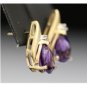CLASSY 14K YELLOW GOLD 3.44 CTW PEAR SHAPED AMETHYST & DIAMOND ESTATE EARRINGS