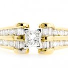 AFFORDABLE 14K YELLOW GOLD 1.37 TCW PRINCESS CUT GENUINE DIAMOND ENGAGEMENT RING