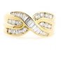 14K YELLOW GOLD MULTI LEVEL ROUND & BAGUETTE CUT DIAMOND RING ~ 1.10 TCW