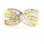 14K YELLOW GOLD MULTI LEVEL ROUND & BAGUETTE CUT DIAMOND RING ~ 1.10 TCW