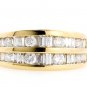 14K YELLOW GOLD ROUND & BAGUETTE DIAMOND WEDDING ANNIVERSARY RING 1.13 CT