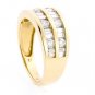 14K YELLOW GOLD ROUND & BAGUETTE DIAMOND WEDDING ANNIVERSARY RING 1.13 CT