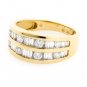 14K YELLOW GOLD ROUND & BAGUETTE DIAMOND WEDDING ANNIVERSARY RING 1.13 CT