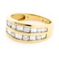 14K YELLOW GOLD ROUND & BAGUETTE DIAMOND WEDDING ANNIVERSARY RING 1.13 CT