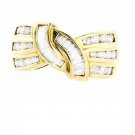 14K YELLOW GOLD MULTI LEVEL ROUND & BAGUETTE CUT DIAMOND RING ~ 1.40 TCW