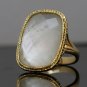 STUNNING HONORA 14K YELLOW GOLD LRG FACETED CUSHION MOTHER OF PEARL DOUBLET RING