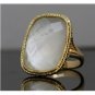 STUNNING HONORA 14K YELLOW GOLD LRG FACETED CUSHION MOTHER OF PEARL DOUBLET RING