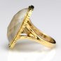 STUNNING HONORA 14K YELLOW GOLD LRG FACETED CUSHION MOTHER OF PEARL DOUBLET RING