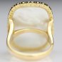 STUNNING HONORA 14K YELLOW GOLD LRG FACETED CUSHION MOTHER OF PEARL DOUBLET RING