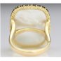 STUNNING HONORA 14K YELLOW GOLD LRG FACETED CUSHION MOTHER OF PEARL DOUBLET RING