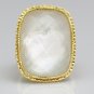 STUNNING HONORA 14K YELLOW GOLD LRG FACETED CUSHION MOTHER OF PEARL DOUBLET RING
