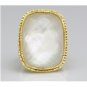 STUNNING HONORA 14K YELLOW GOLD LRG FACETED CUSHION MOTHER OF PEARL DOUBLET RING