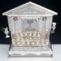 BEAUTIFUL SOLID & HEAVY STERLING SILVER ART DECO STYLE BACK MENORAH BY HAZORFIM