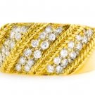 18K YELLOW GOLD ROUND DIAMOND UNIQUE WIDE RING / BAND .95 CARAT -E-F/VS