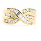 14K YELLOW GOLD MULTI LEVEL ROUND & BAGUETTE CUT DIAMOND RING ~ 1.15 TCW