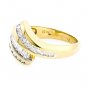 14K YELLOW GOLD MULTI LEVEL ROUND & BAGUETTE CUT DIAMOND RING ~ 1.25 TCW