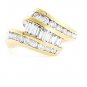 14K YELLOW GOLD MULTI LEVEL ROUND & BAGUETTE CUT DIAMOND RING ~ 1.25 TCW