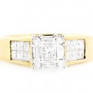 14K YELLOW GOLD PRINCESS GENUINE DIAMOND ENGAGEMENT RING ~ 1.32 TCW ~ AFFORDABLE