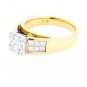 14K YELLOW GOLD PRINCESS GENUINE DIAMOND ENGAGEMENT RING ~ 1.32 TCW ~ AFFORDABLE