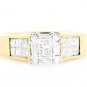 14K YELLOW GOLD PRINCESS GENUINE DIAMOND ENGAGEMENT RING ~ 1.32 TCW ~ AFFORDABLE
