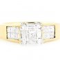 14K YELLOW GOLD PRINCESS GENUINE DIAMOND ENGAGEMENT RING ~ 1.32 TCW ~ AFFORDABLE