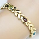 HEAVY 14K GOLD TOPAZ RUBY CITRINE AMETHYST GEMSTONE BRACELET 26.7GR ~ GORGEOUS!