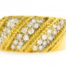 18K YELLOW GOLD ROUND DIAMOND UNIQUE WIDE RING / BAND .90 CARAT -E-F/VS