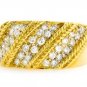 18K YELLOW GOLD ROUND DIAMOND UNIQUE WIDE RING / BAND .90 CARAT -E-F/VS