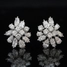 MAGNIFICENT HUGE 15 CARAT ROUND PEAR MARQUISE DIAMOND CLUSTER EARRINGS ~ ROYALTY