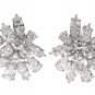 MAGNIFICENT HUGE 15 CARAT ROUND PEAR MARQUISE DIAMOND CLUSTER EARRINGS ~ ROYALTY