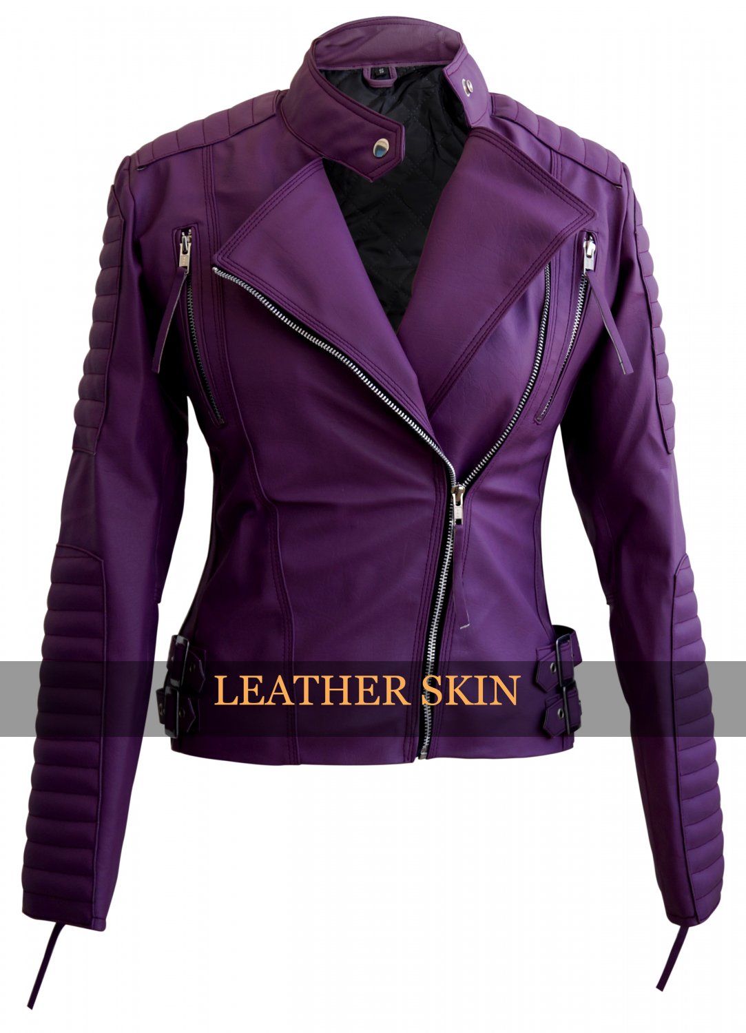 Women Purple Brando Ladies Faux Leather Jacket