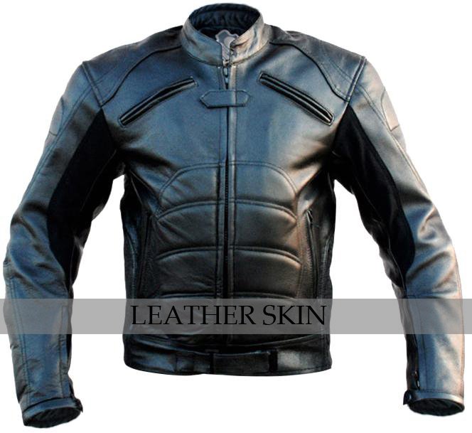 Bat Style Men Black Biker Motorcycle Leather Jacket