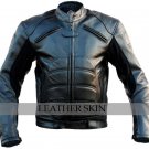 Bat Style Men Black Biker Motorcycle Leather Jacket
