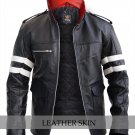 Men Dragon Embroidery Genuine Leather Jacket Costume