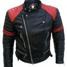 Brando Black Red Padded Shoulders Biker Leather Jacket
