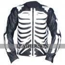 Black Skeleton Motorcycle Biker Racing Leather Jacket