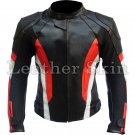 Black Red Stripes Biker Racing Leather Jacket
