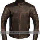 Brown Biker Motorcycle Genuine Leather Jacket