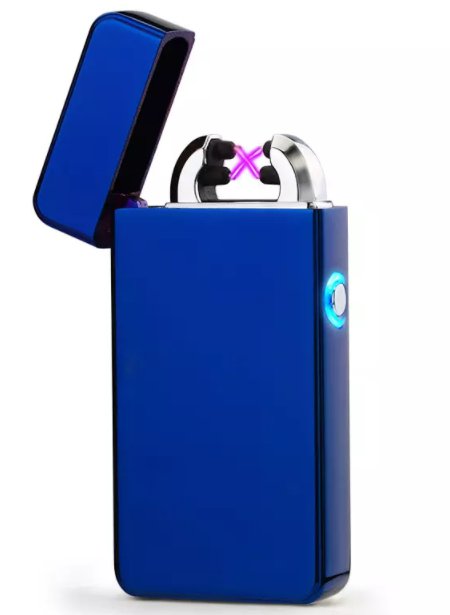 New Double ARC Electric USB Lighter Rechargeable Plasma Blue