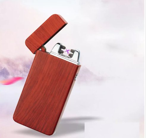 Dual Arc Electric USB Lighter Rechargeable Plasma Windproof Flameless Cigarette Cool COLOR RED