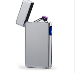 New Double ARC Electric USB Lighter Rechargeable Plasma Windproof Pulse Cigarette COLOR  GREY