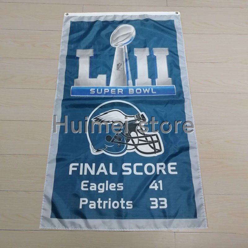 Philadelphia Eagles champions Flag 150X90CM 3x5 FT final score Eagles 41 patriots 33 Banner