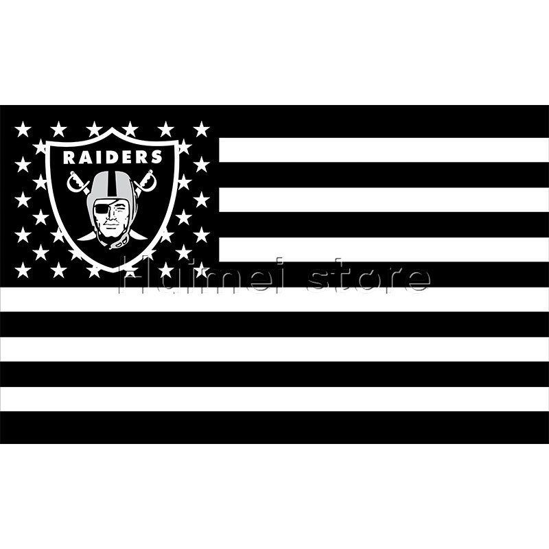 Los Angeles Oakland Raiders Flag polyester 3'x5' Las Vegas Raiders with usa flag