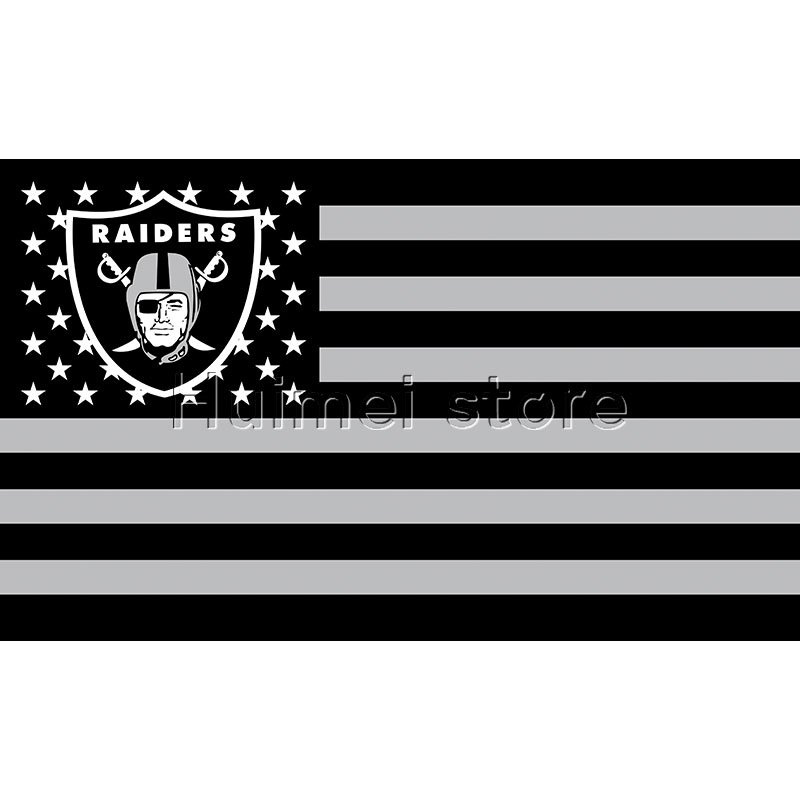 Los Angeles Oakland Raiders Flag polyester 3'x5' Las Vegas Raiders with usa flag