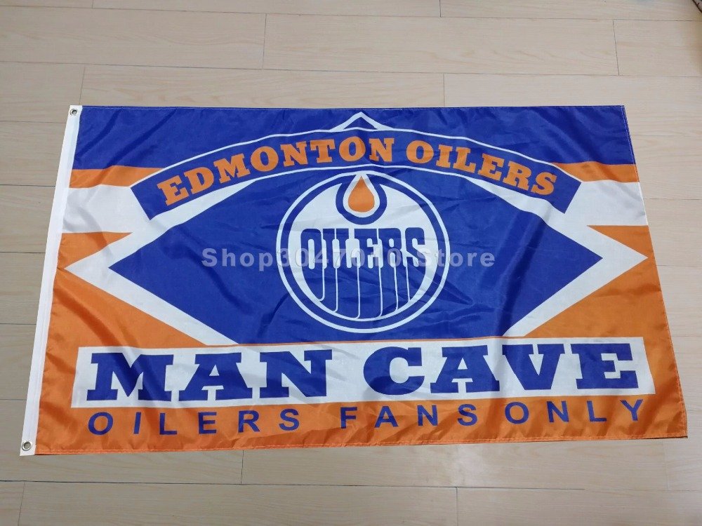 Edmonton Oilers Flag NH*L 3ft x 5ft Polyester MAN CAVE Style Banner