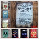 MAN CAVE RULES Retro Plaque Metal Plates Bar Pub Club Home Wall Decor ART Poster