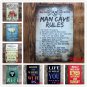 MAN CAVE RULES Retro Plaque Metal Plates Bar Pub Club Home Wall Decor ART Poster