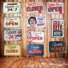 8""x12"" ""COME IN WE""RE OPEN "" And "" SORRY WE""RE CLOSED "" Vintage Metal Sign Tin P