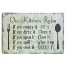 OUR KITCHEN RULES Shabby Chic Metal Signs Bar Pub Restaurant Home Decor ART Wall